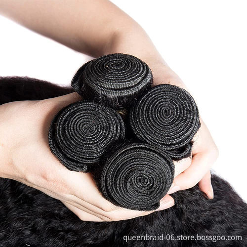 Kinky Straight Human Hair Bundles Brazilian Yaki 100% Unprocessed Virgin Hair Weave Straight Remy Hair Extensions Natural Black